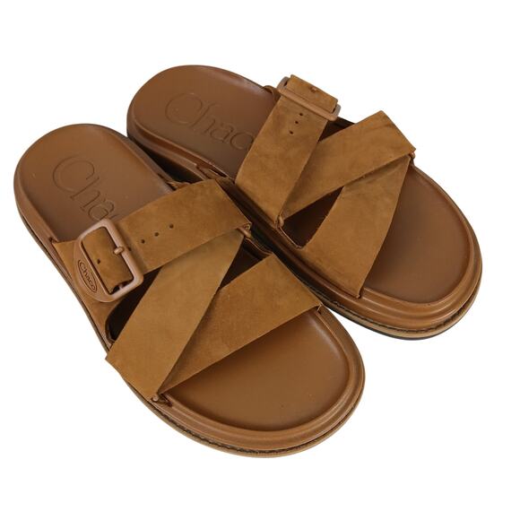 Chaco Women’s SZ 8 Townes Slides Sandals – Cashew Leather Comfort Casual - Picture 1 of 6
